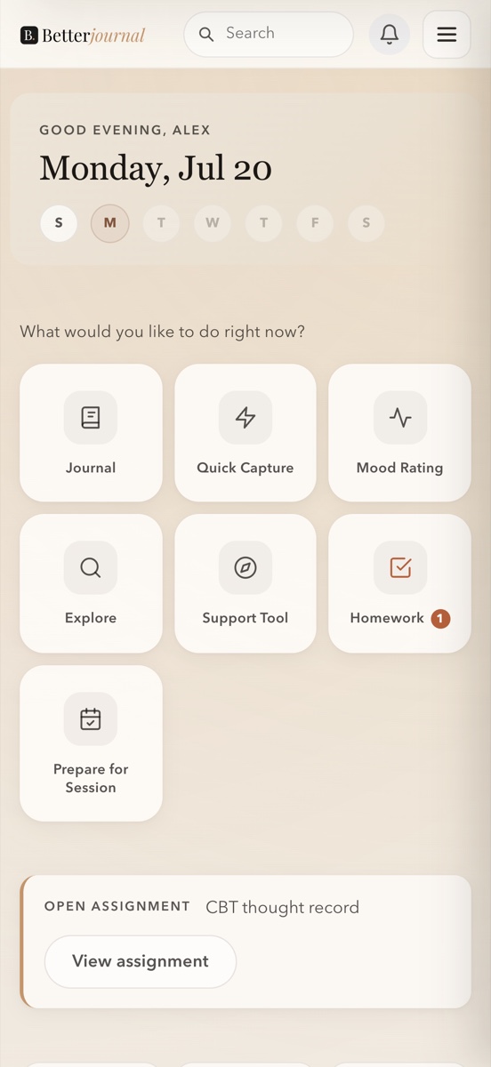 The Betterjournal app on iPhone